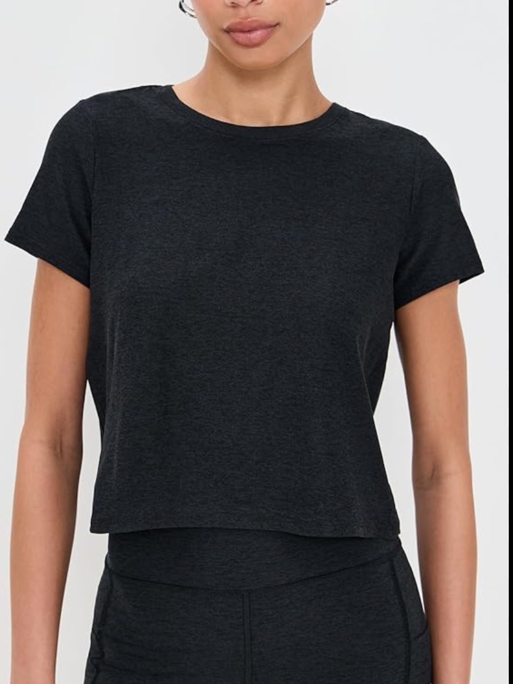 BEYOND YOGA Classic Crewneck Crop Tee - Black